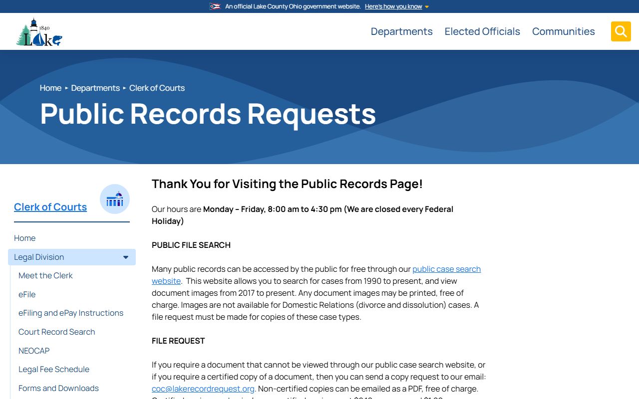 Lake County court records after jail arrest Clerk public records search