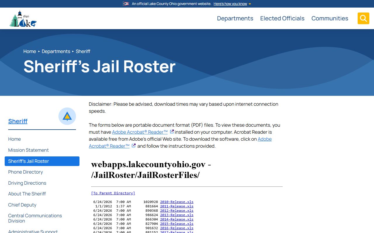 Lake County inmate records sheriff jail roster landing page